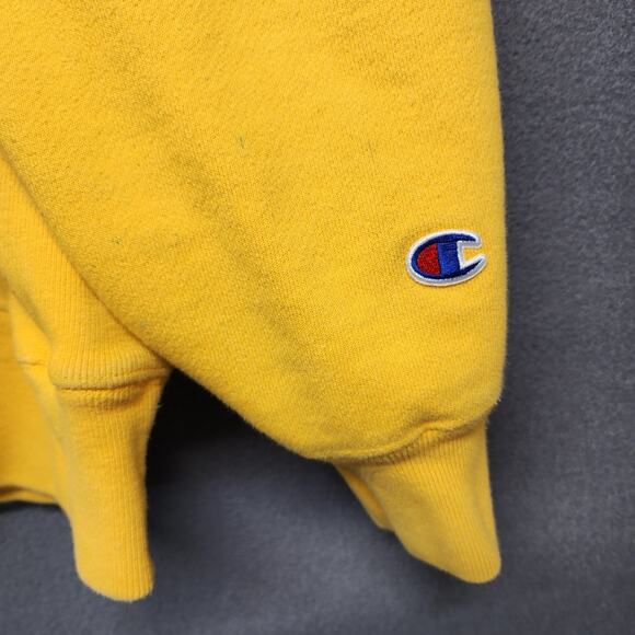 Champion Reverse Weave Sweatshirt Mens XXL 2XL Yellow Heavyweight Distressed - Picture 14 of 15